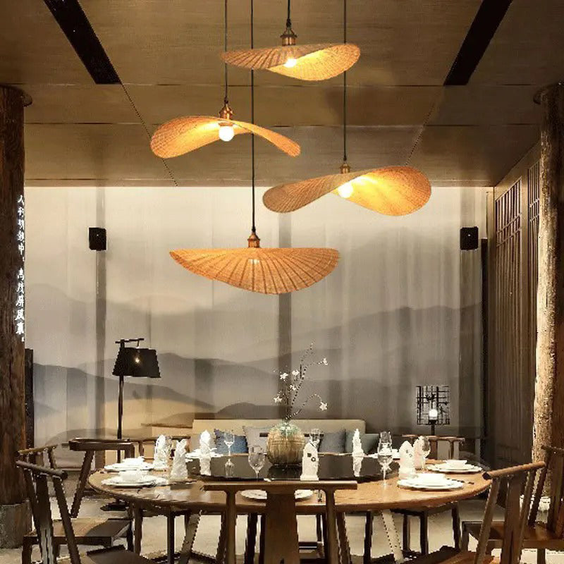 Ren Leaf Wabi Sabi Wicker Rattan Pendant Light