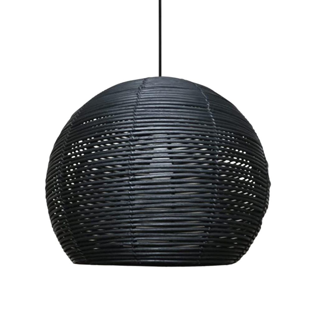 Manor Brook Verona Small Black Rattan Pendant Light