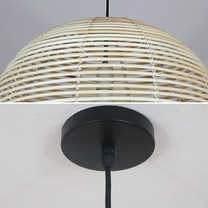 Manor Brook Verona Small Black Rattan Pendant Light