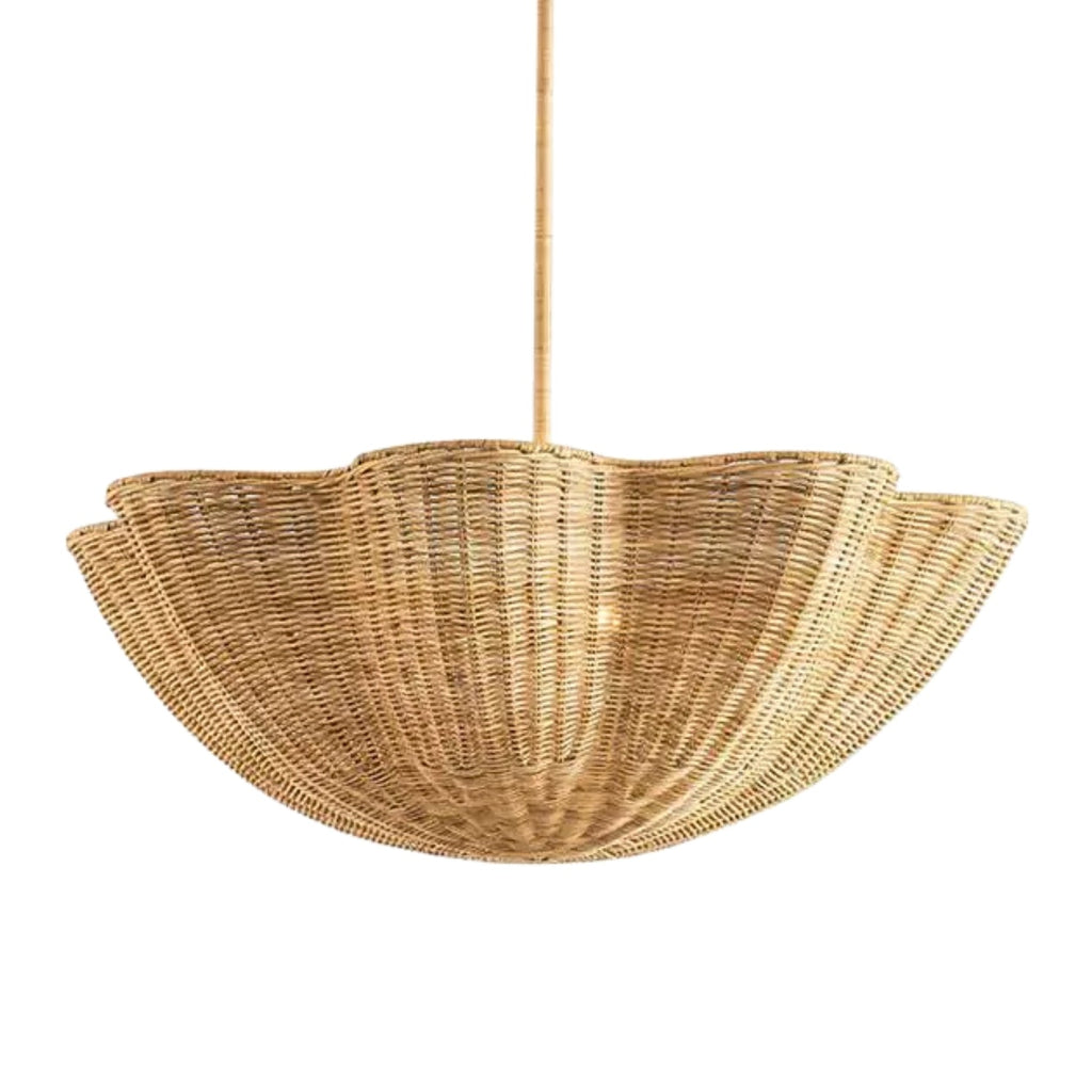 Marion Scallop Woven Wicker Rattan Pendant Light