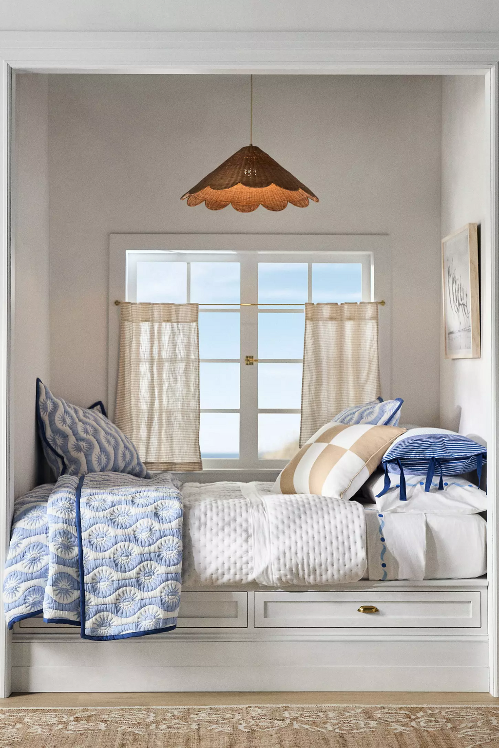 Maude Rattan Scallop Pendant Light