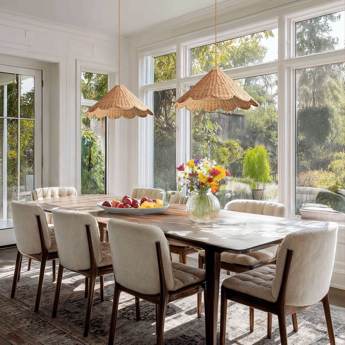 Maude Rattan Scallop Pendant Light