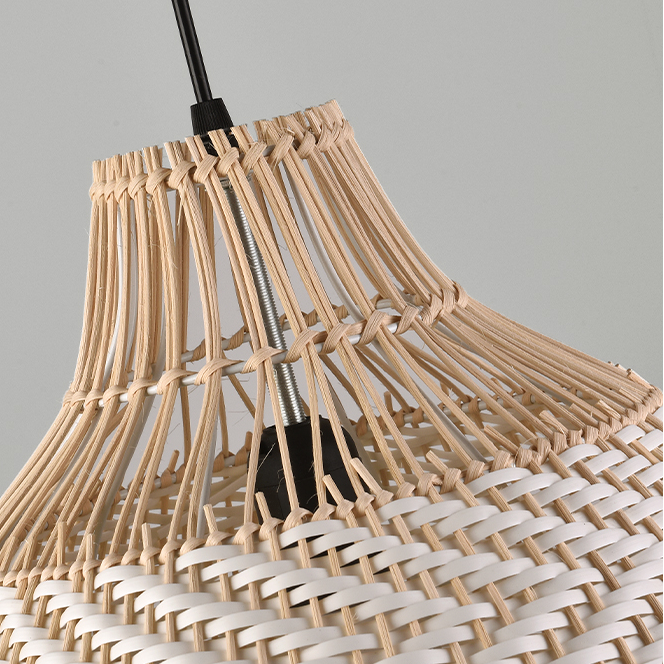 Merock White Rattan Dome Wicker Pendant Light