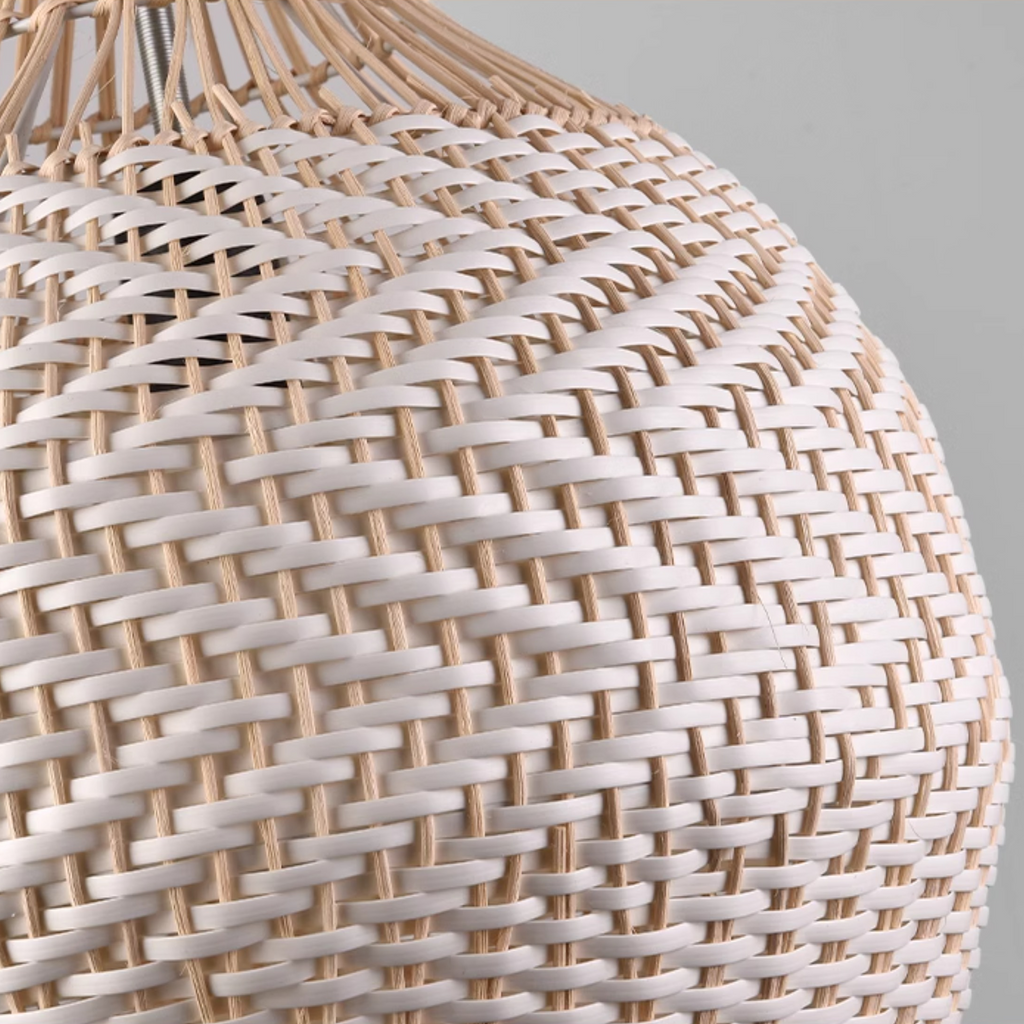 Merock White Rattan Dome Wicker Pendant Light