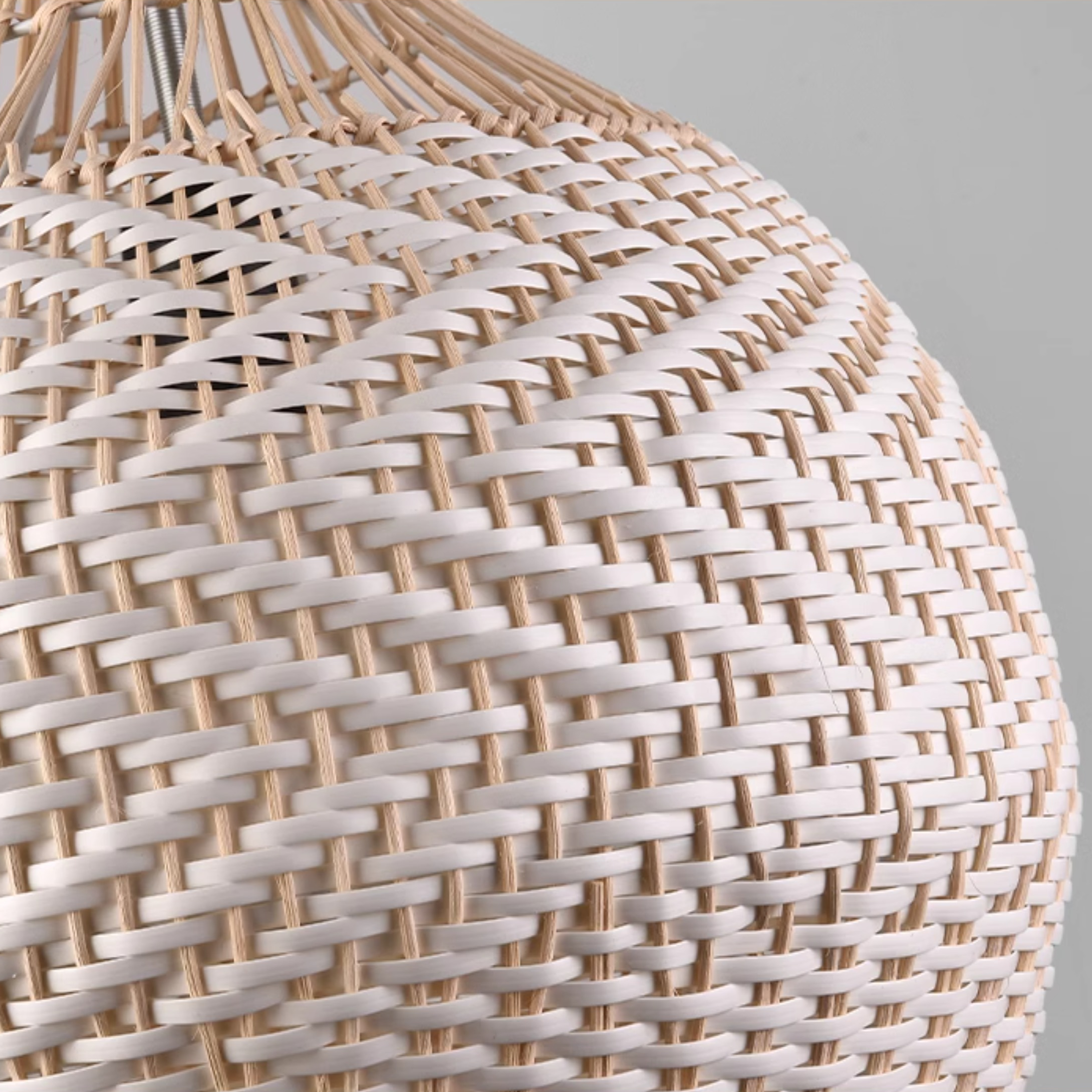 Merock White Rattan Dome Wicker Pendant Light