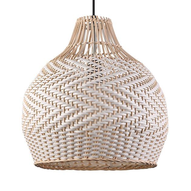 Merock White Rattan Dome Wicker Pendant Light