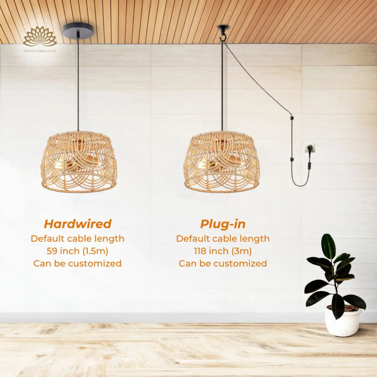 MhyTogn Small Rattan Ceiling Light