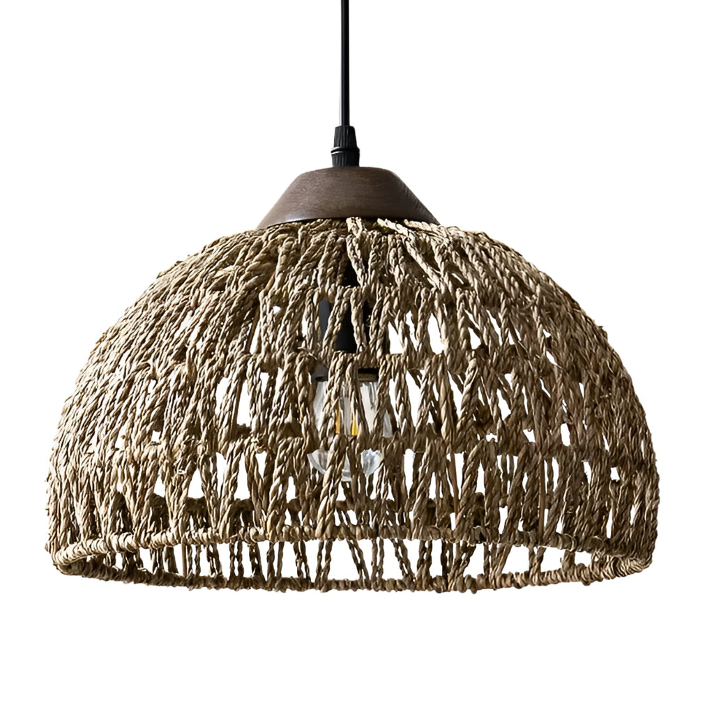 Milford Rattan Pendant Light, Small Dome Basket Weave
