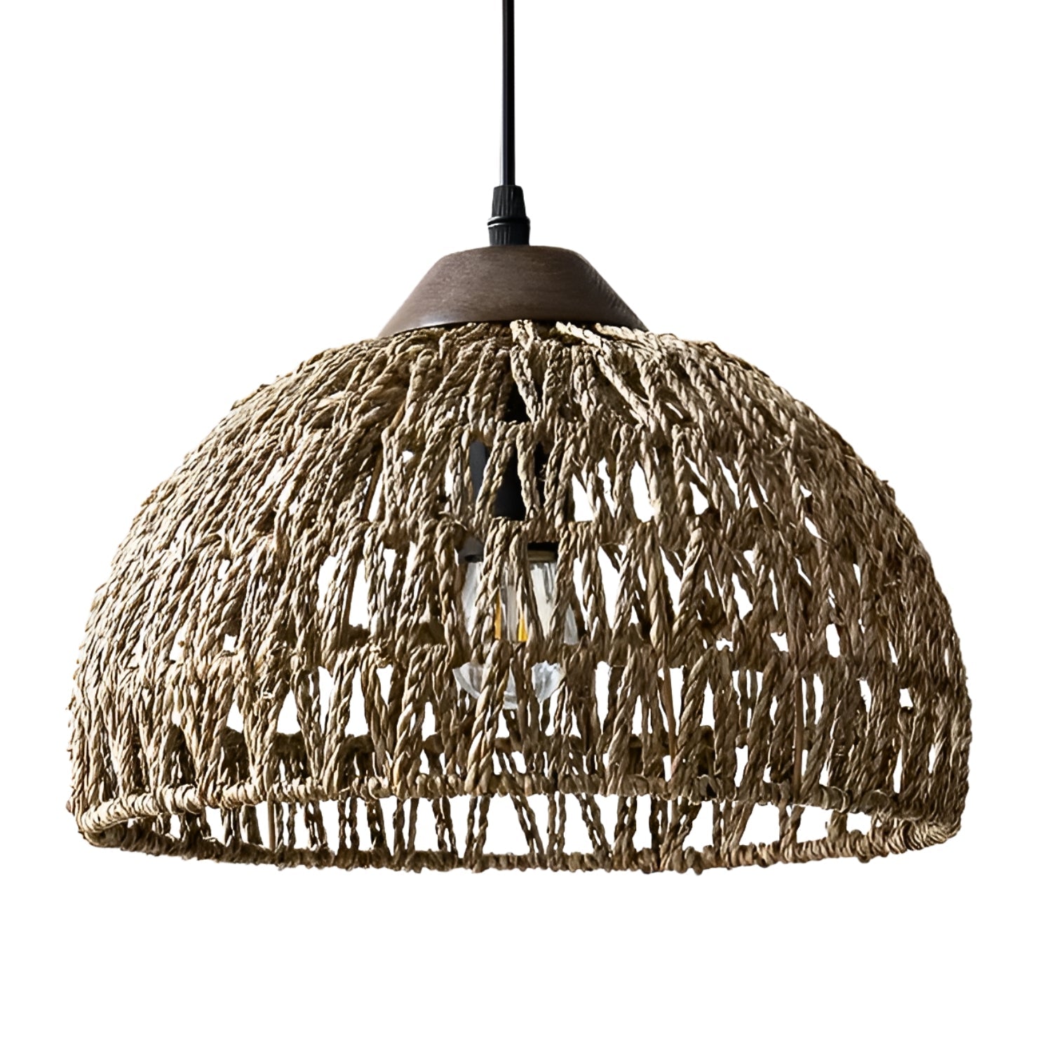 Milford Rattan Pendant Light, Small Dome Basket Weave