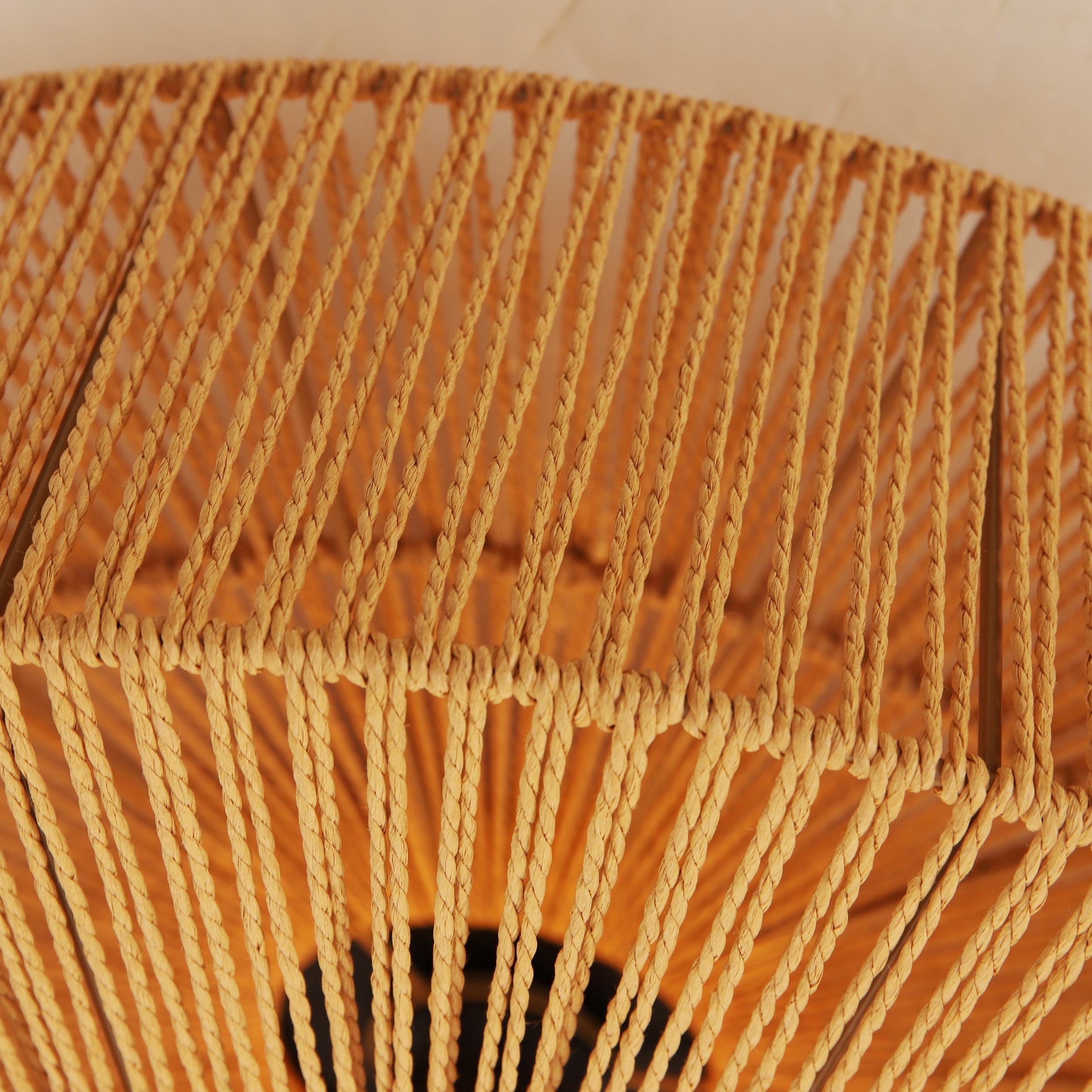 Monike Classic Rattan Drum Light - Flush Mount