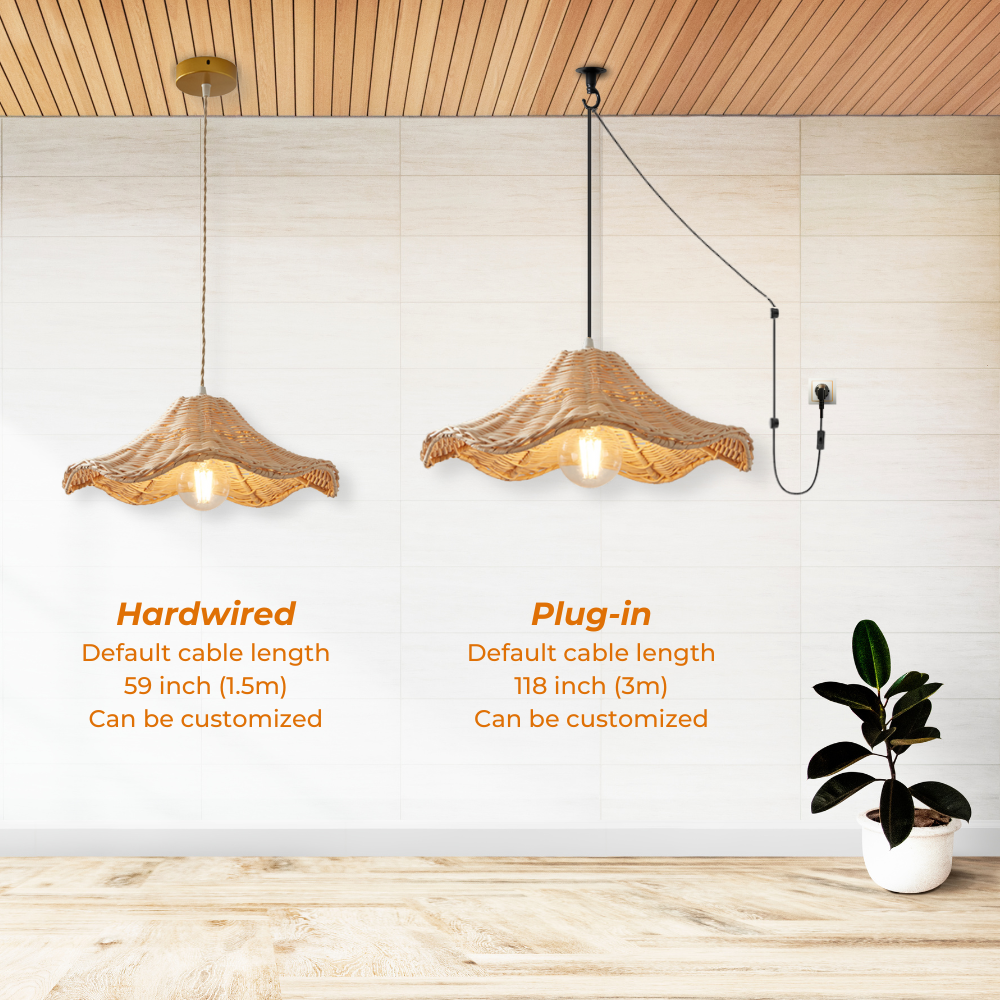 Ariel Rattan Wave Pendant Light