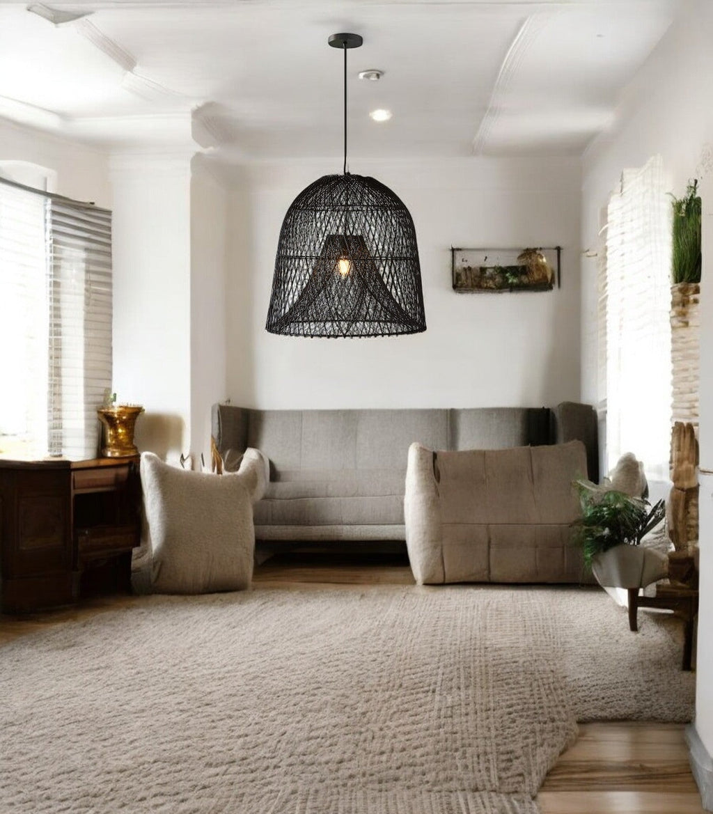 Nassa Black Rattan Pendant Light