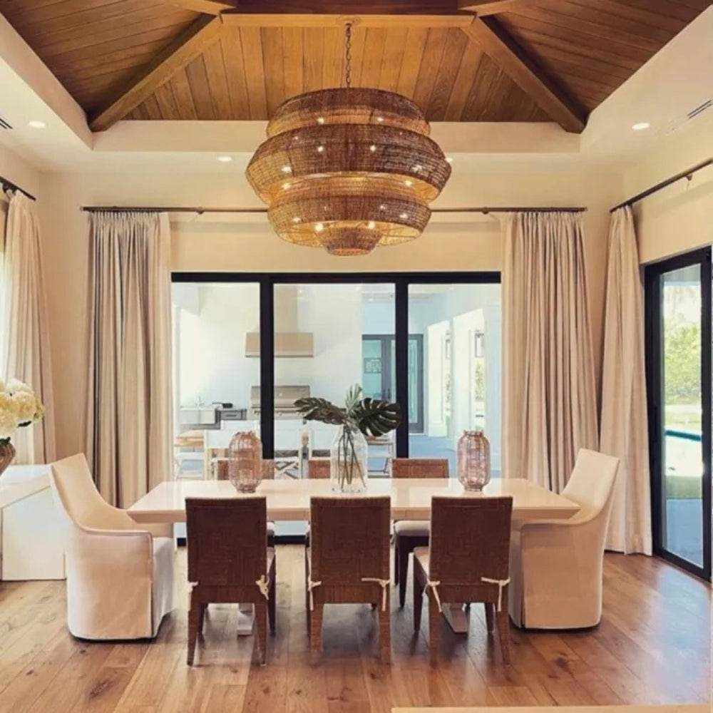 Antibes Extra Large Multi-Tiered Rattan Chandelier