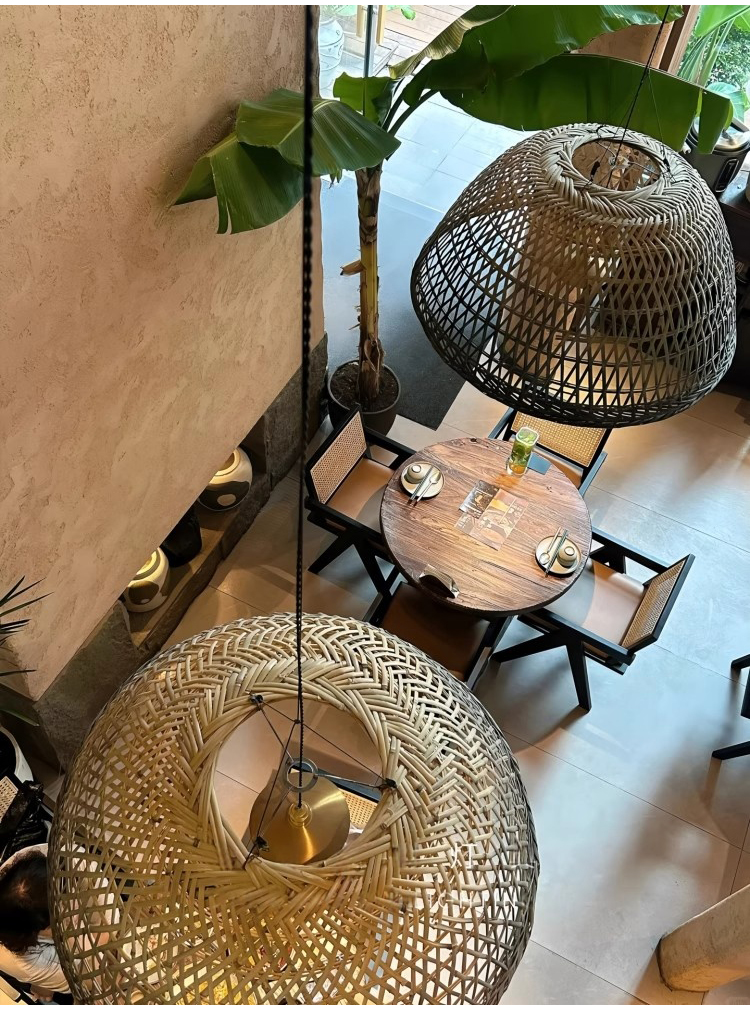 Neroweave Extra Large Black Dome Rattan Pendant Light
