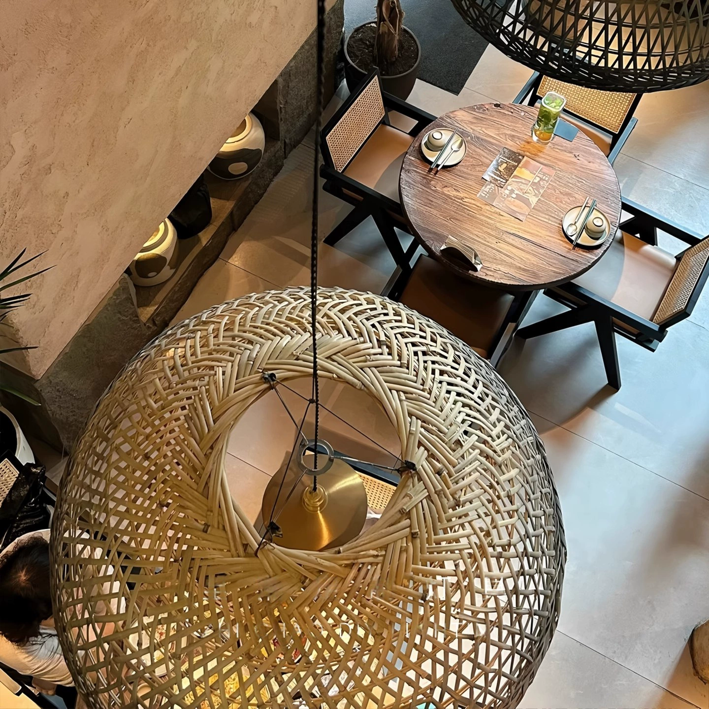 Neroweave Extra Large Black Dome Rattan Pendant Light