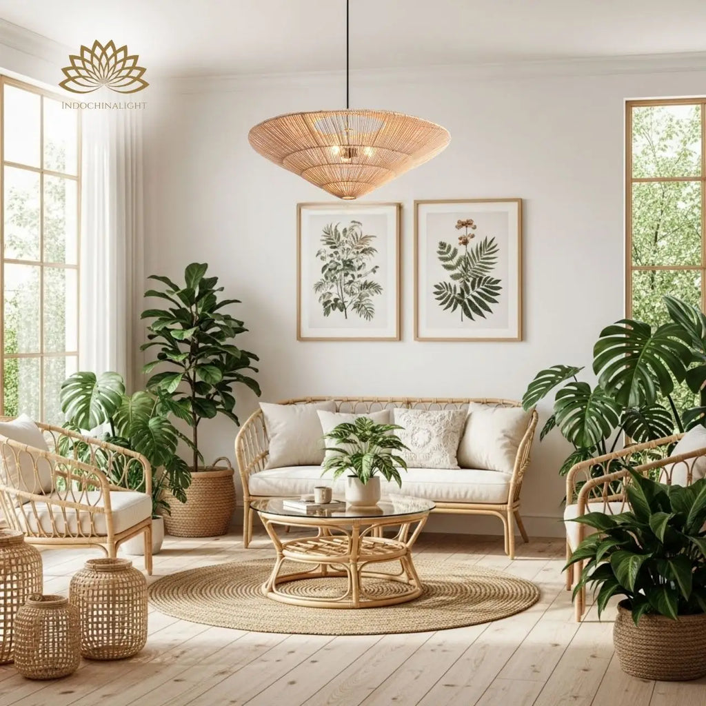 Nordic Large Umbrella Rattan Pendant Light