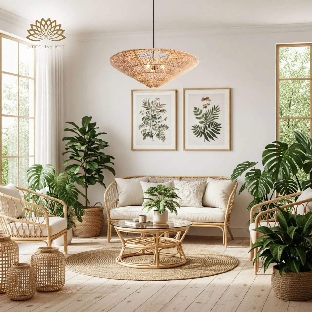 Nordic Large Umbrella Rattan Pendant Light