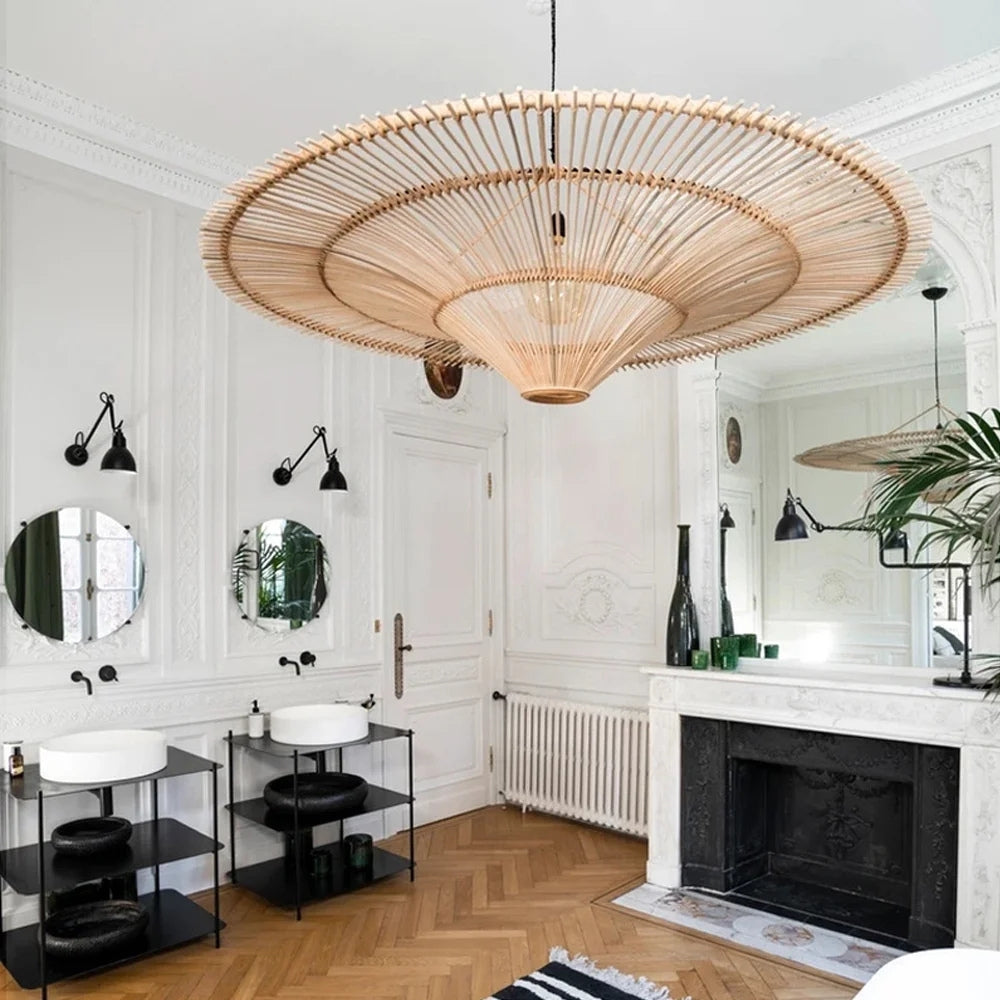 Junita Wabi Sabi Wide Saucer Extra Large Rattan Ceiling Light