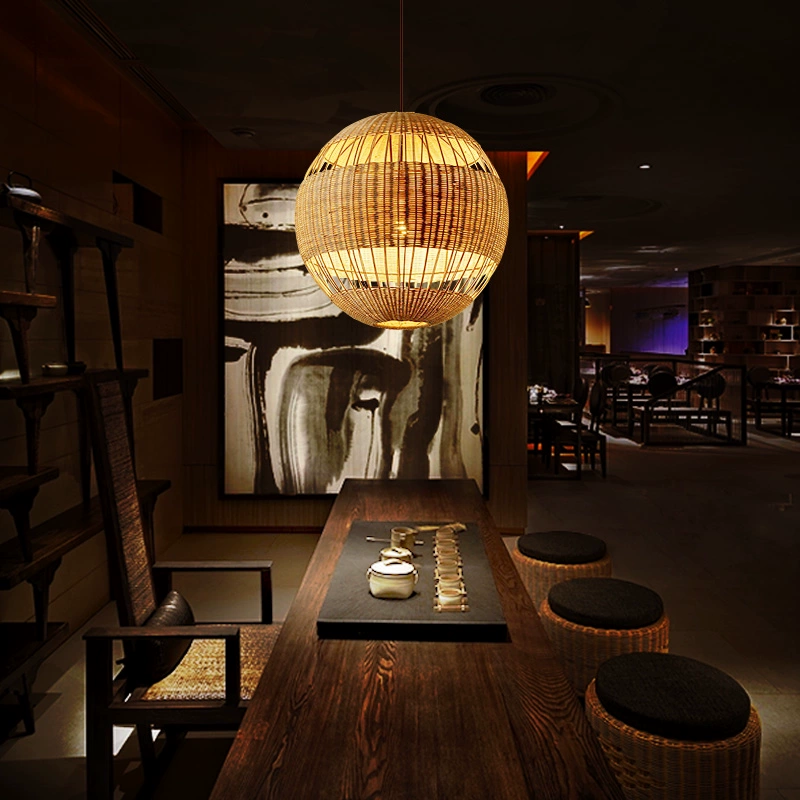 Palma Wicker Rattan Round Pendant Light