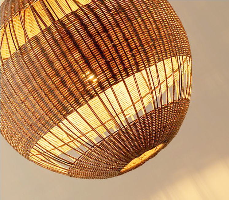 Palma Wicker Rattan Round Pendant Light