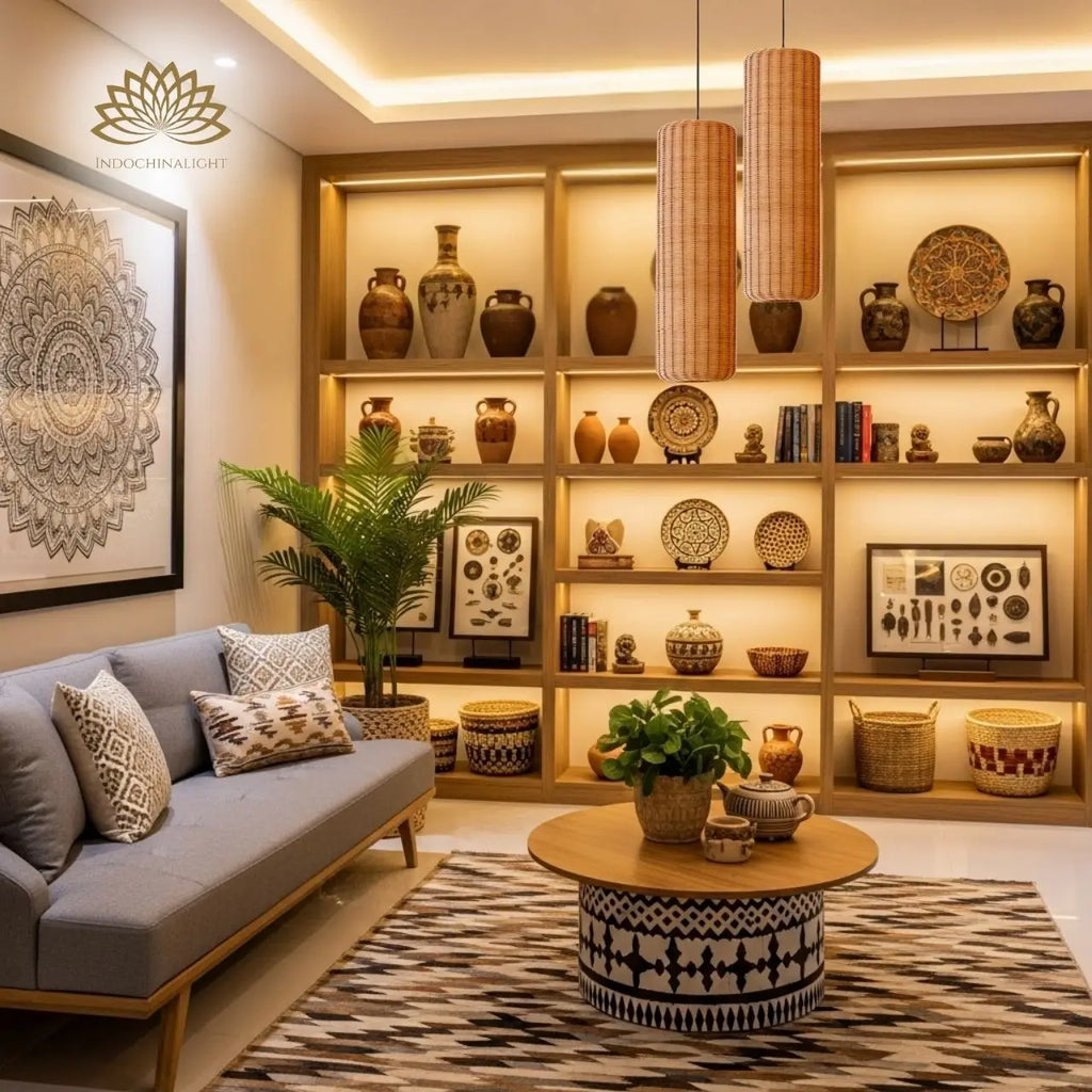 Punna Cylinder Wicker Rattan Pendant Light
