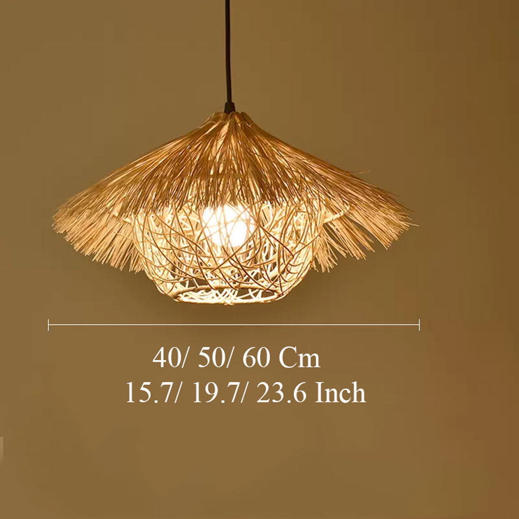 Begie Straw Hat Rattan Black Pendant Light