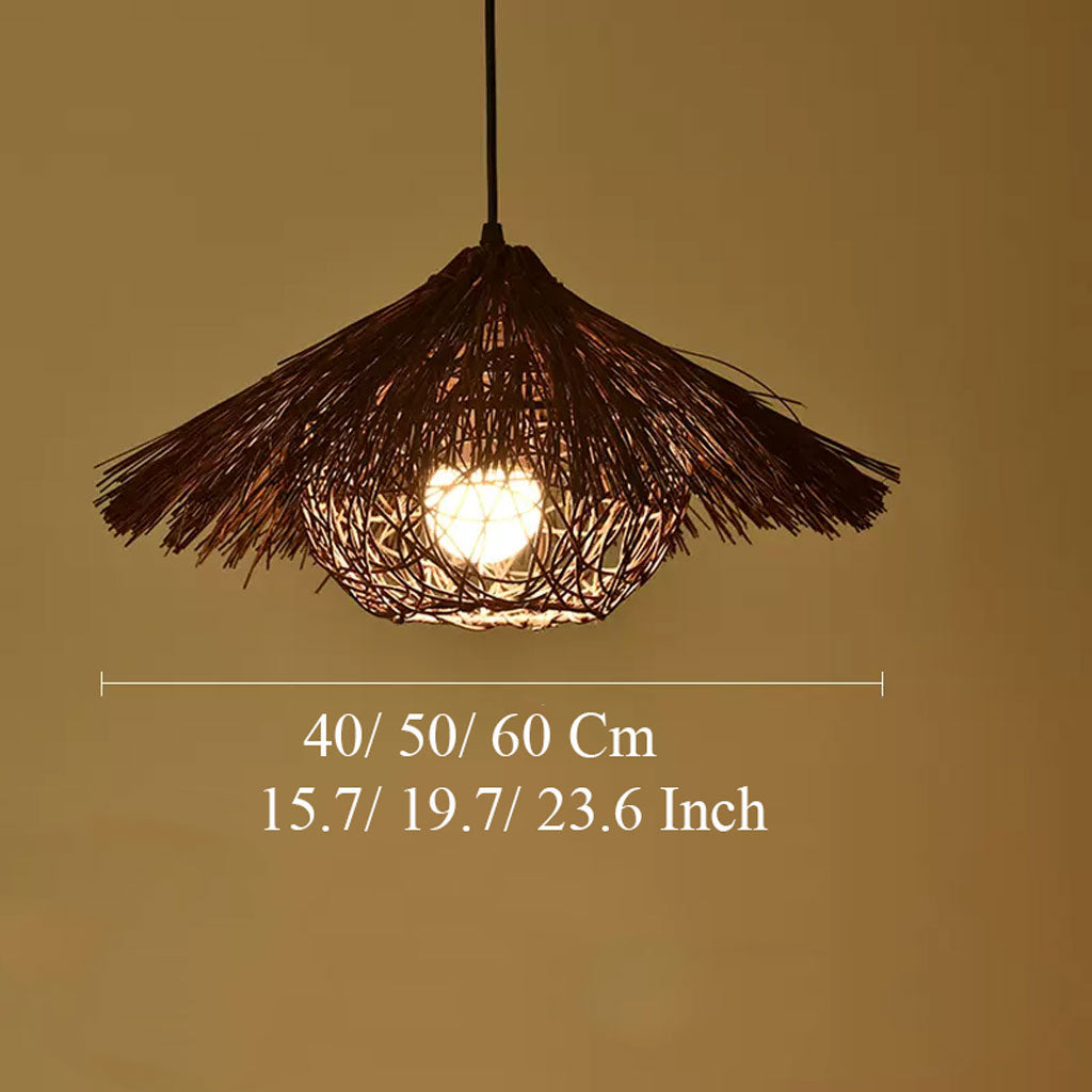 Begie Straw Hat Rattan Black Pendant Light