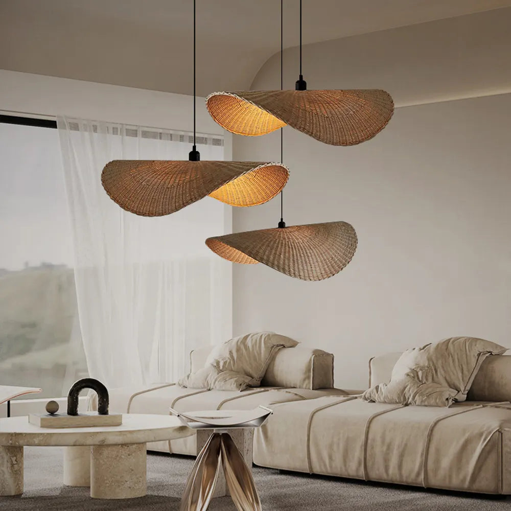 Ren Leaf Wabi Sabi Wicker Rattan Pendant Light