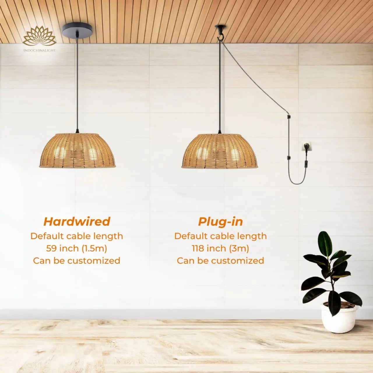 Sherley Boho Wicker Rattan Pendant Light