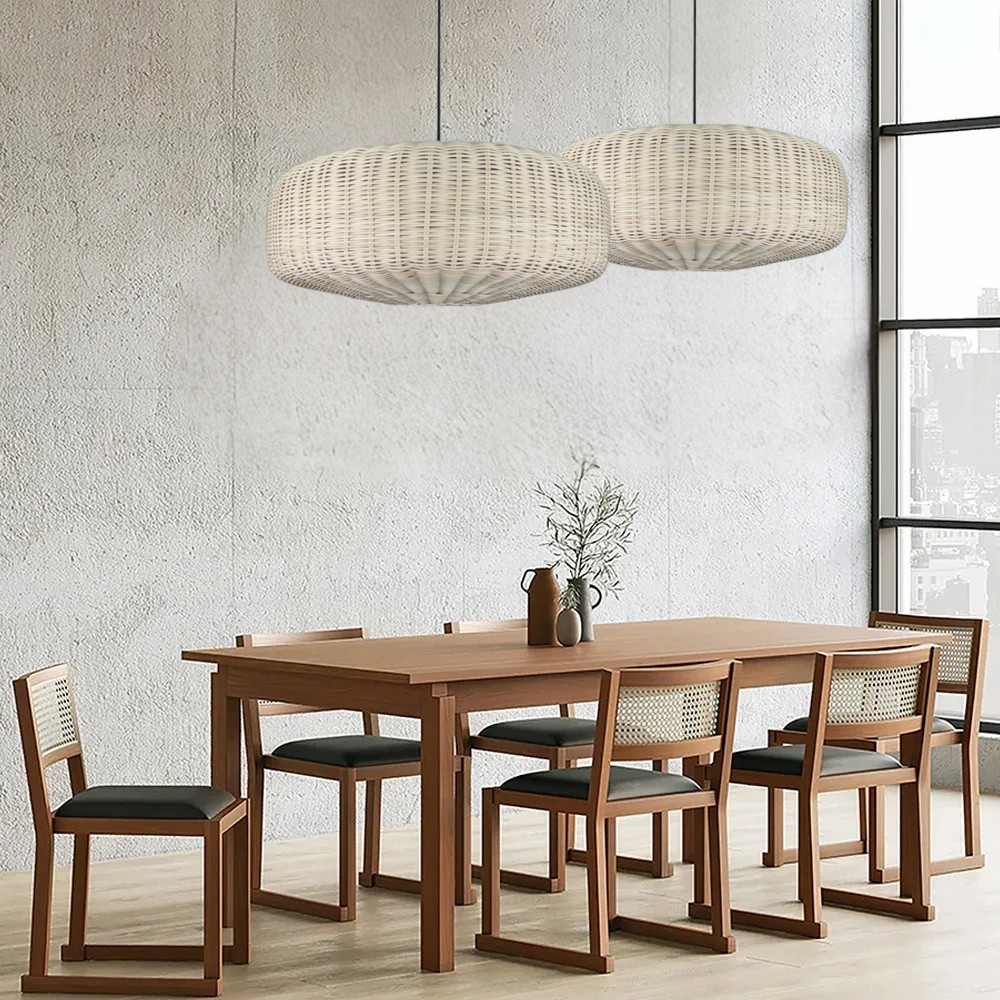 Sia Wicker Drum Pendant Light