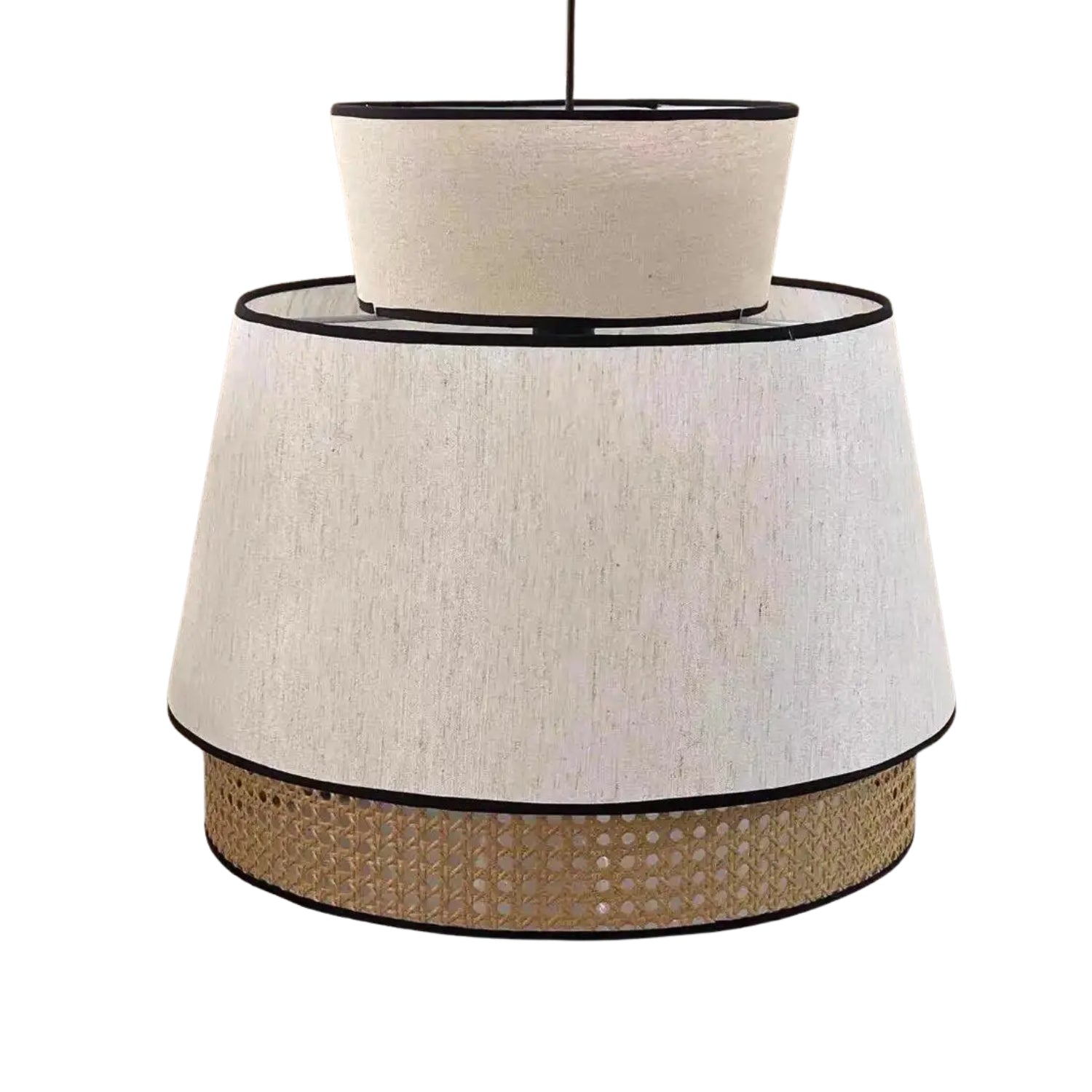 Singapour Cylinder Tiered Rattan Pendant Light