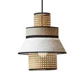 Singapour Cylinder Tiered Rattan Pendant Light