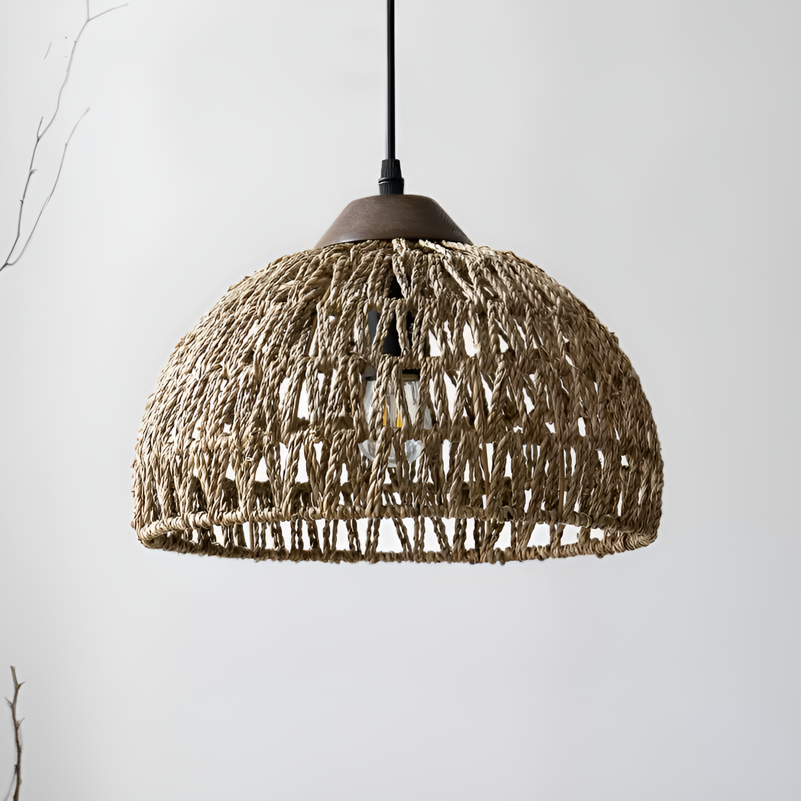 Milford Rattan Pendant Light, Small Dome Basket Weave