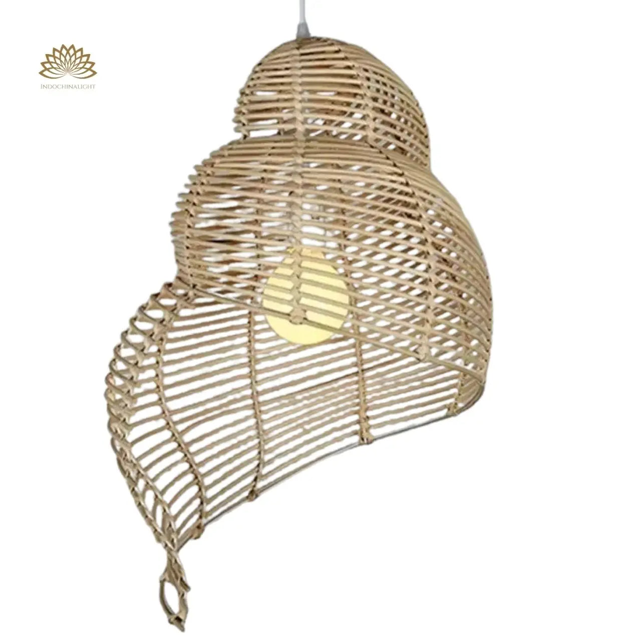 Shell Spiral Black Rattan Pendant Light