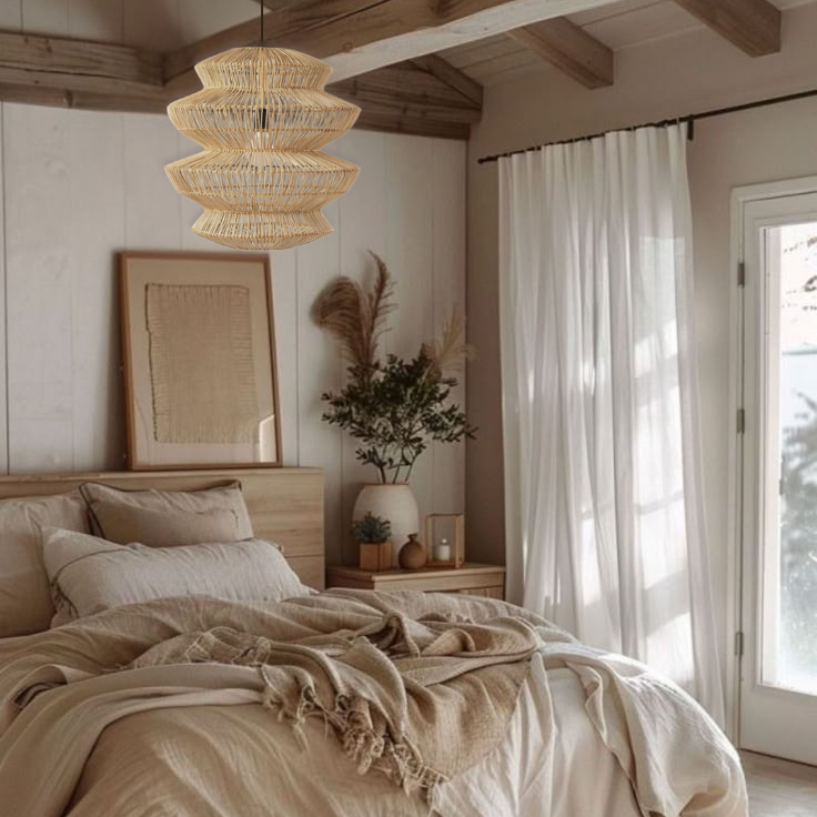 Suru Boho Lantern Rattan Pendant Light