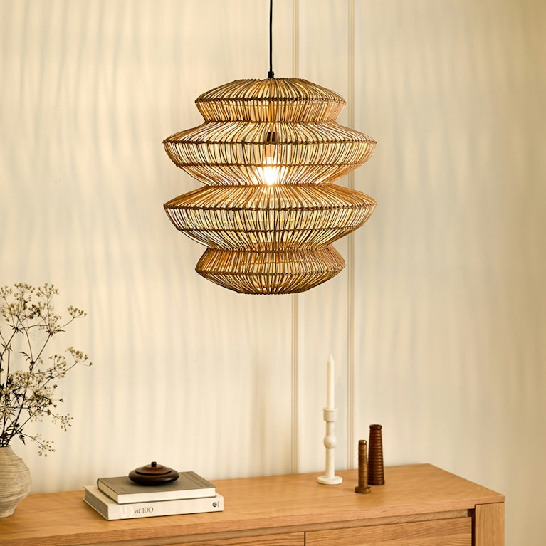 Suru Boho Lantern Rattan Pendant Light