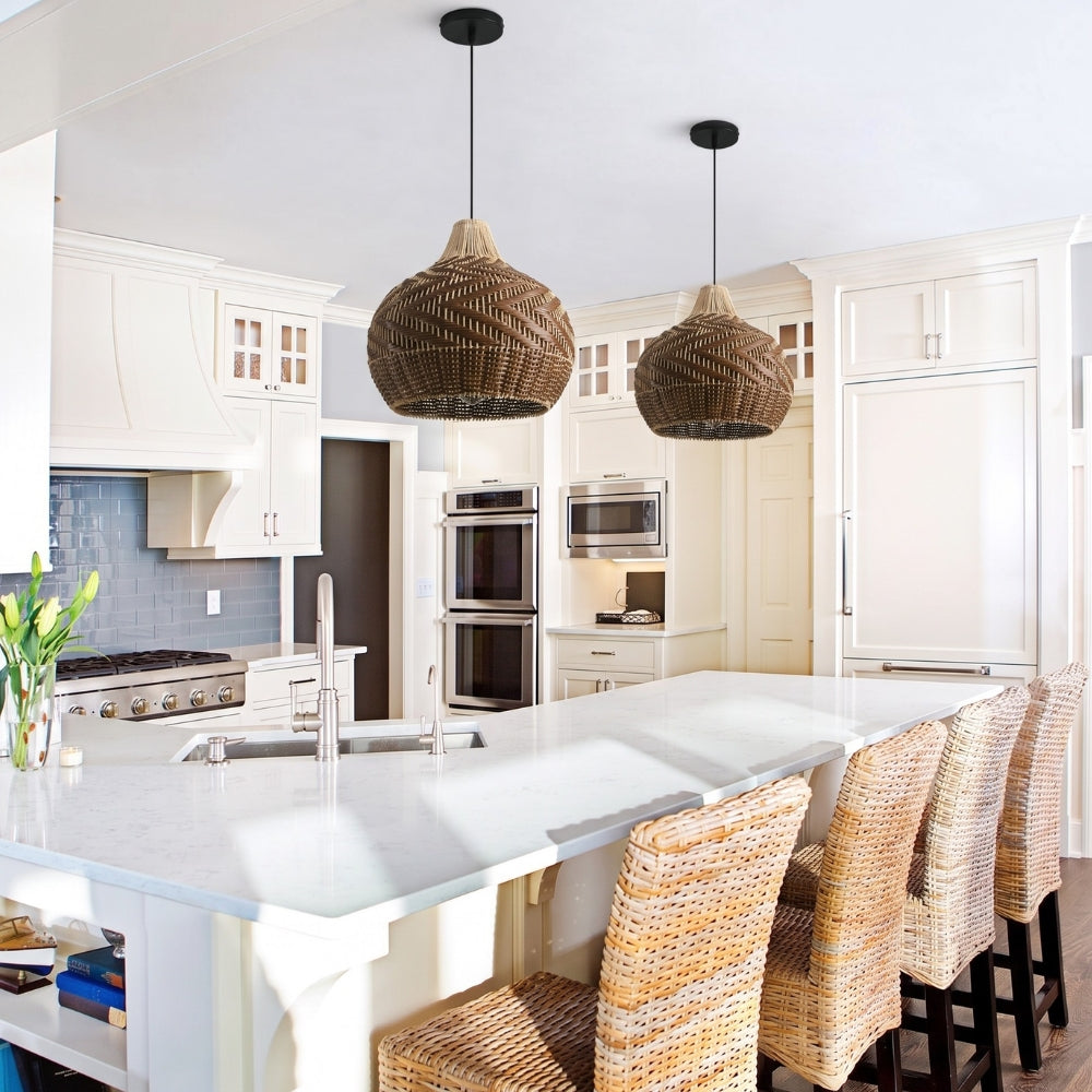 Tobago Small Rattan Pendant Light For Kitchen Island