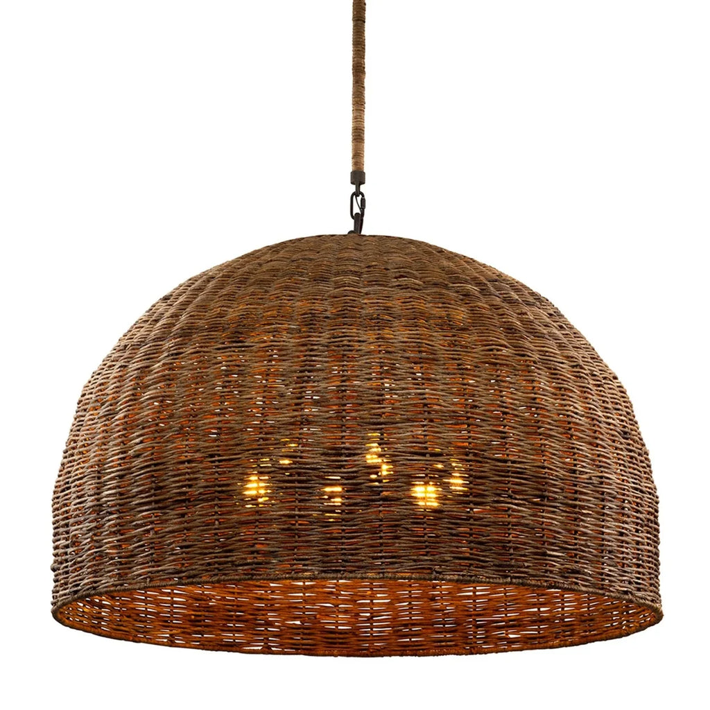 Troy 6-Bulb Dome Wicker Rattan Pendant Light