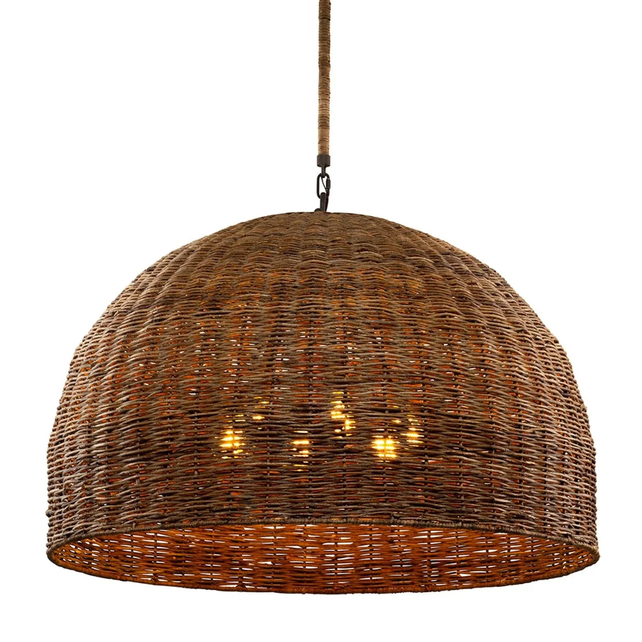 Troy 6-Bulb Dome Wicker Rattan Pendant Light