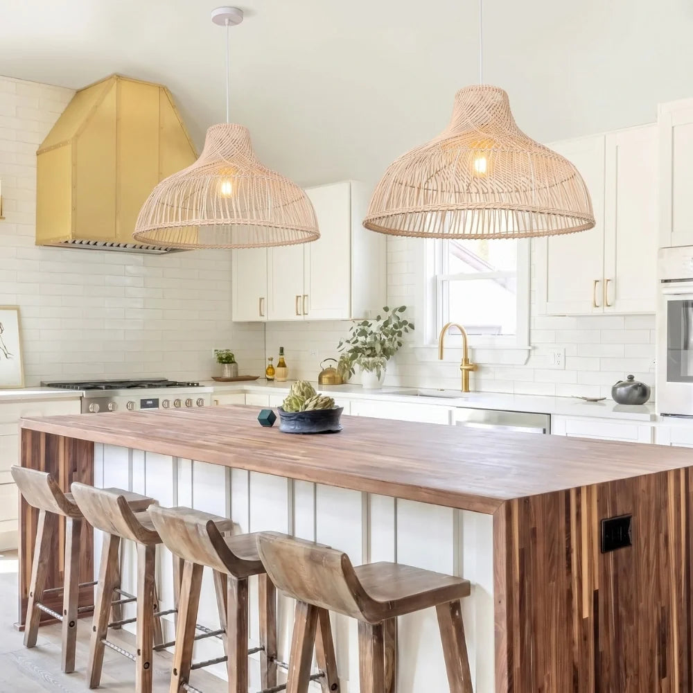 Des Boho Rattan Pendant Light For Kitchen Island