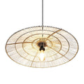Umbrella Rattan Flat Round Pendant Light