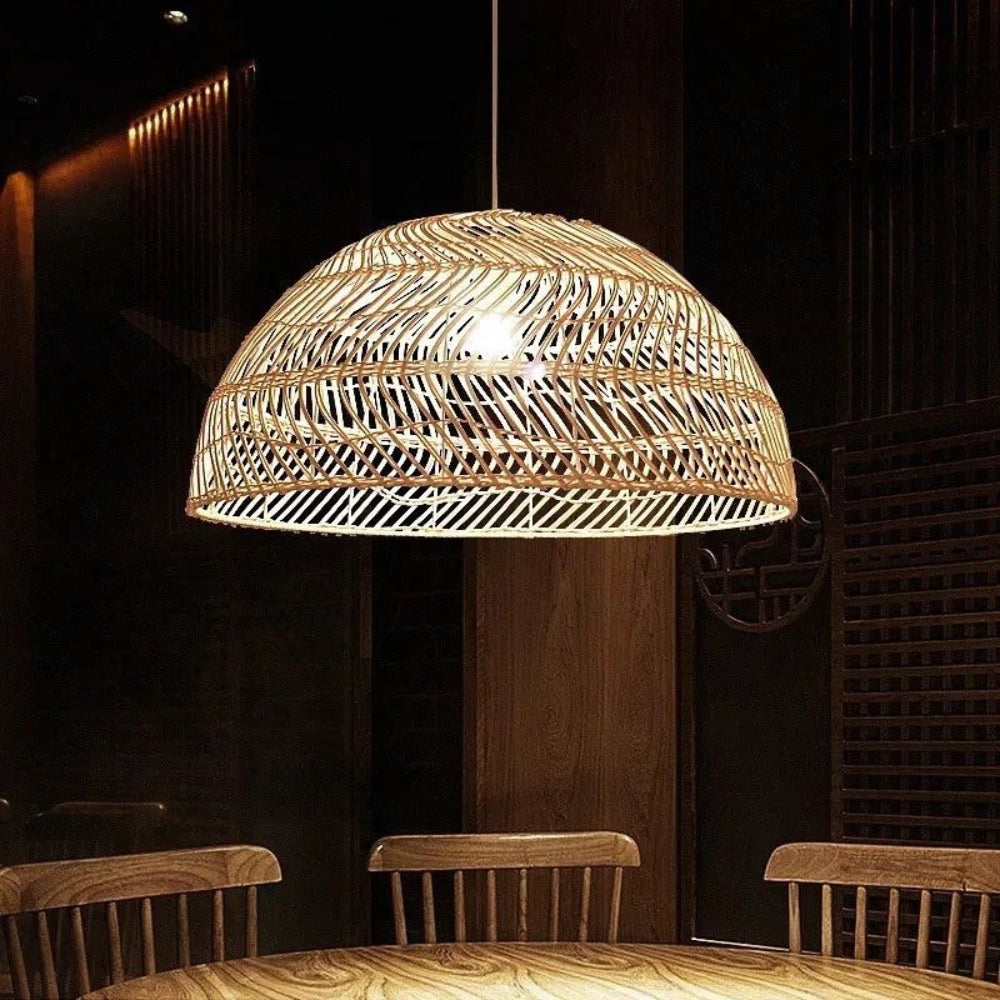 Archer Dome Black Rattan Pendant Light