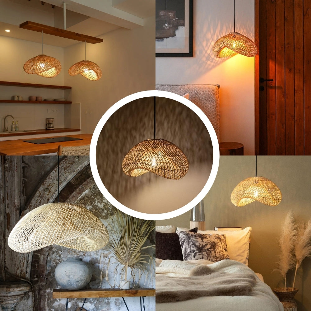 Generis Wabi Sabi Wave Rattan Pendant Light