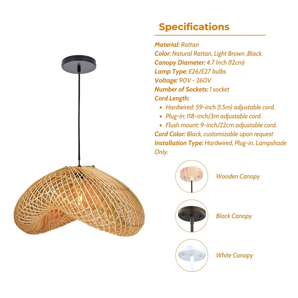Generis Wabi Sabi Wave Rattan Pendant Light