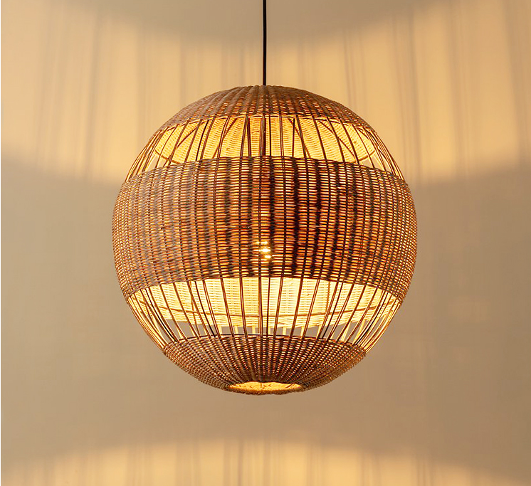 Palma Wicker Rattan Round Pendant Light