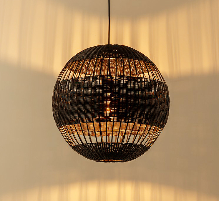 Palma Wicker Rattan Round Pendant Light