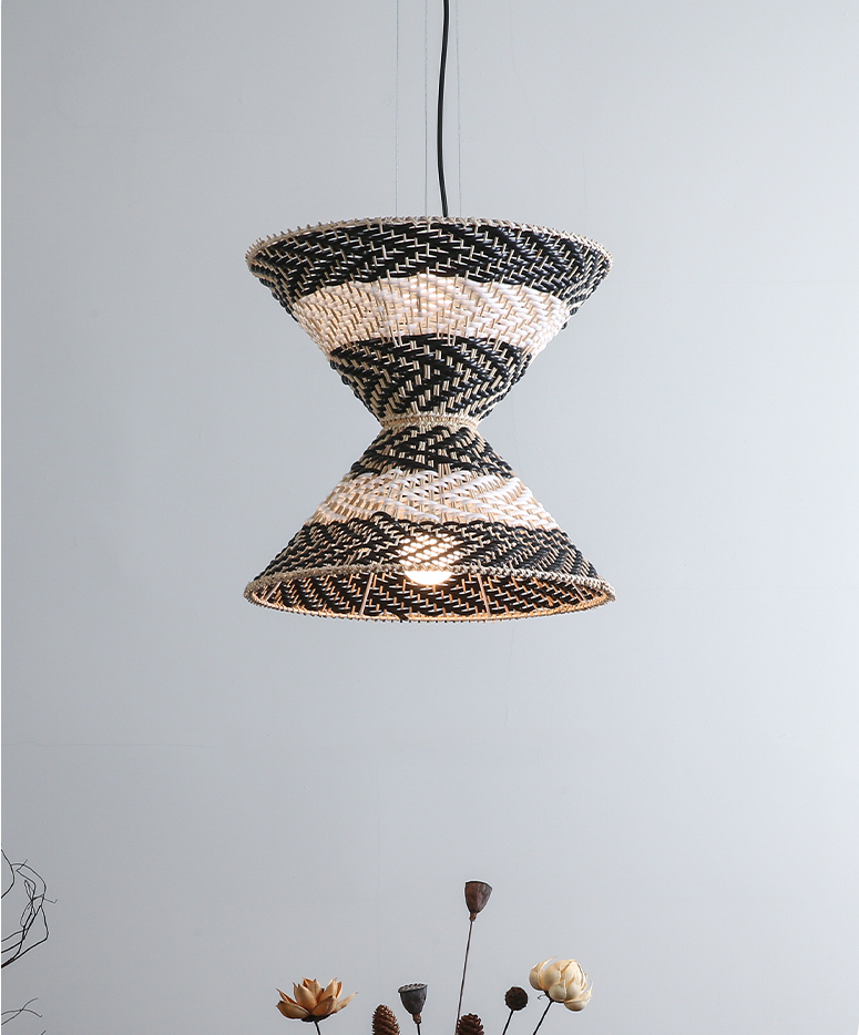 Hourstria Rattan Black Wicker Pendant Light