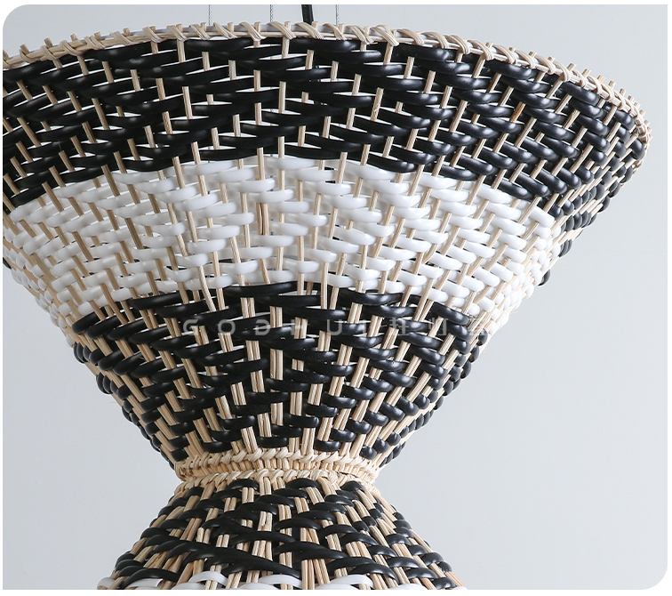 Hourstria Rattan Black Wicker Pendant Light