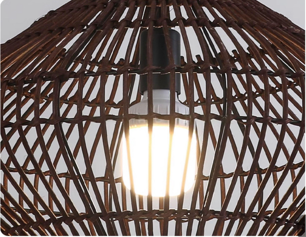 Geometric Diamond Rattan Basket Pendant Light