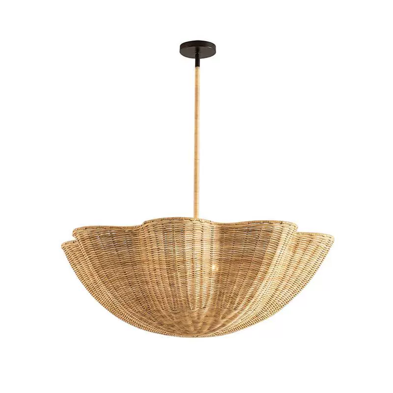 Marion Scallop Woven Wicker Rattan Pendant Light
